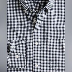 J. Crew Men's Blue and White Checkered Shirt